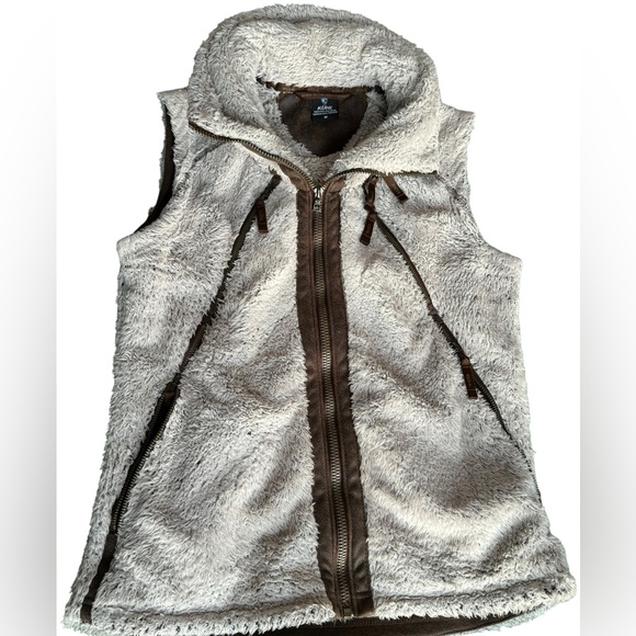 Kuhl ladies zip up soft fuzzy hooded outer ski vest size Medium - Picture 1 of 10